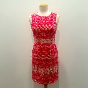 PINK AND WHITE JUST TAYLOR SHEATH DRESS, SIZE 6, DRESS IS LINED